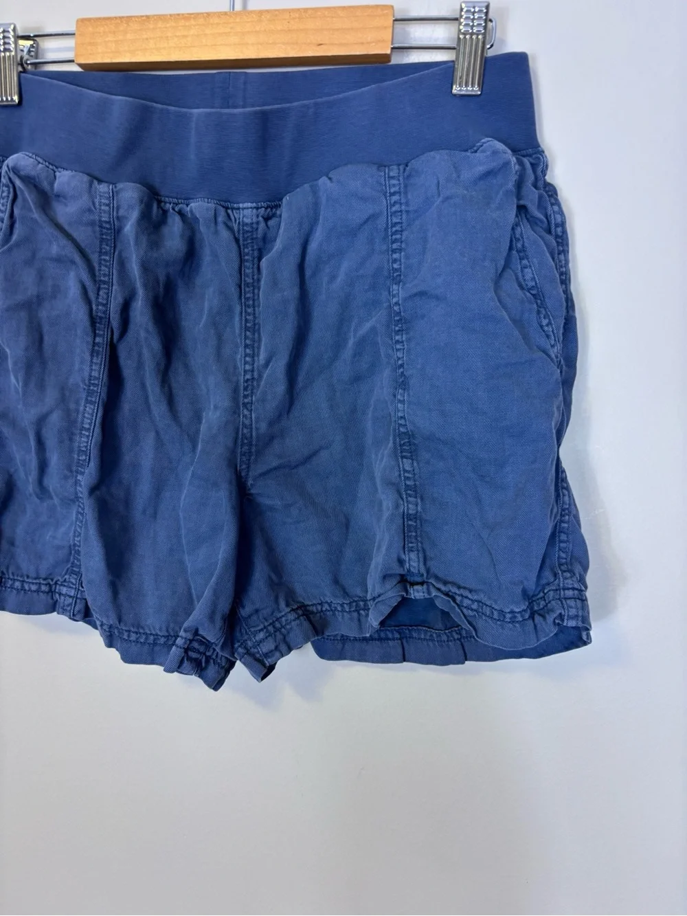 Faherty Blue Elastic-Waist Casual Women's Shorts with Pockets Small